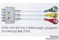 Multi-Link-Set, 3 Ableitungen, Druckknopf, AHA, 74 cm