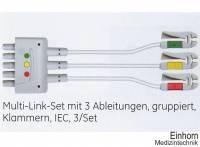Multi-Link-Set, 3 Ableitungen, Klammern, IEC, 74 cm