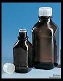 Gewindeflasche, Braunglas, 500 ml, mit Schraubkappe, PP, GL 32 (mit Ethylen-Acrylat-Beschichtung)